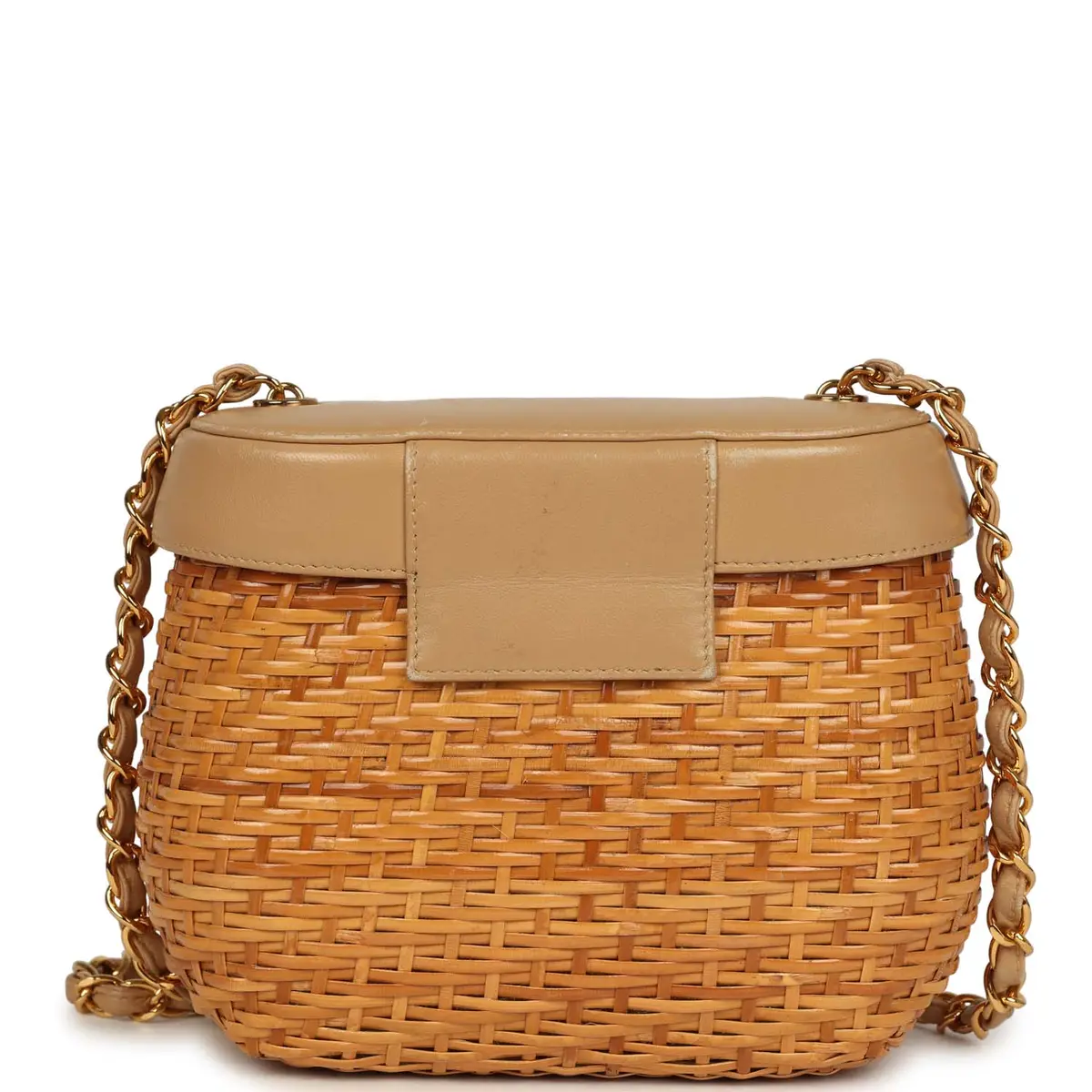 Chanel Vintage Chanel Basket Bag Beige Lambskin and Rattan Wicker Gold Hardware | Thumbnail 4 Chanel Vintage Chanel Basket Bag Beige Lambskin and Rattan Wicker Gold Hardware | Thumbnail 4