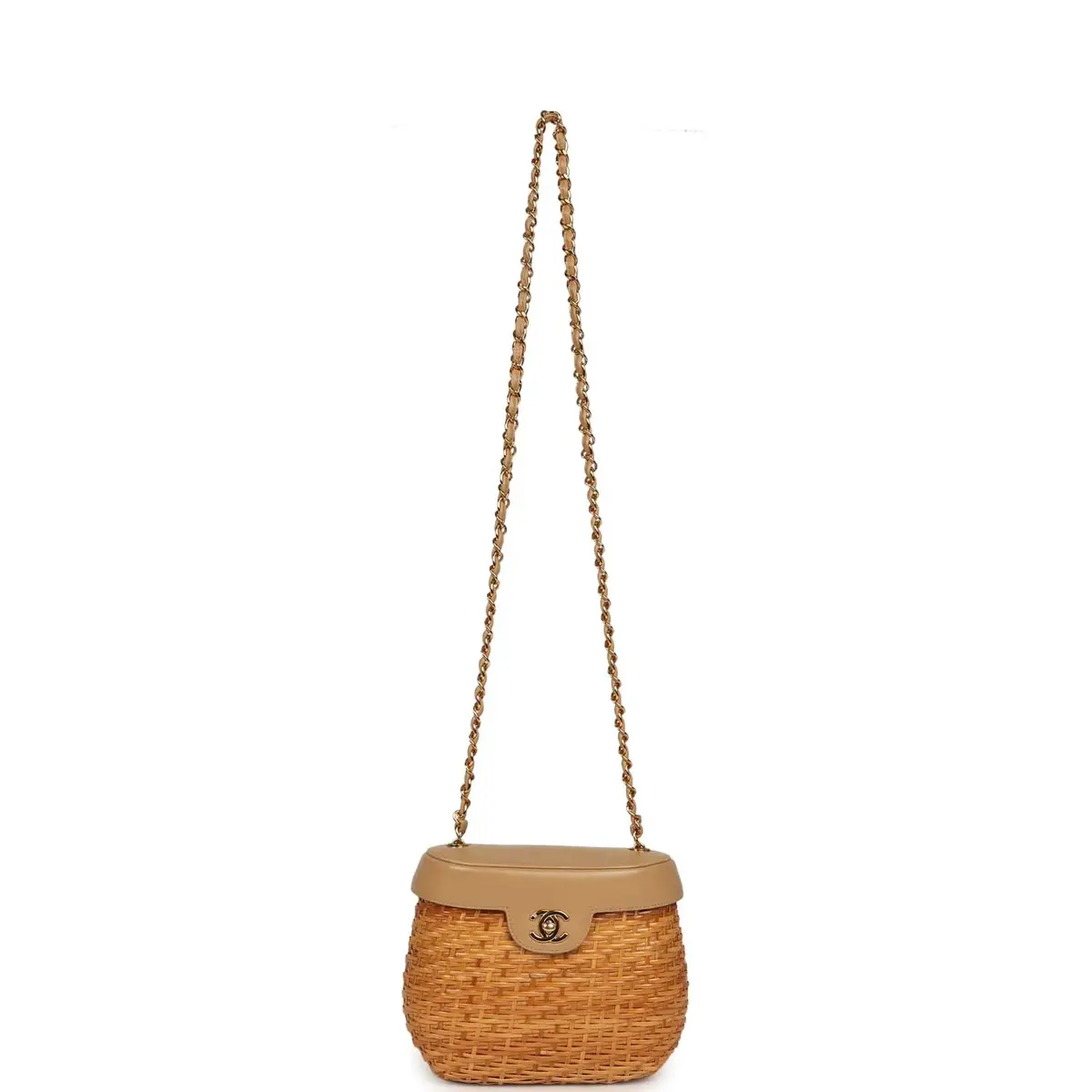 Chanel Vintage Chanel Basket Bag Beige Lambskin and Rattan Wicker Gold Hardware | Thumbnail 7 Chanel Vintage Chanel Basket Bag Beige Lambskin and Rattan Wicker Gold Hardware | Thumbnail 7