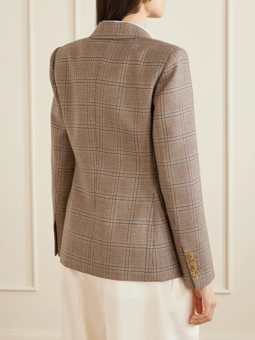 Blazé Milano Saona Charmer Double-breasted Checked Virgin Wool Blazer | Thumbnail 4 Blazé Milano Saona Charmer Double-breasted Checked Virgin Wool Blazer | Thumbnail 4