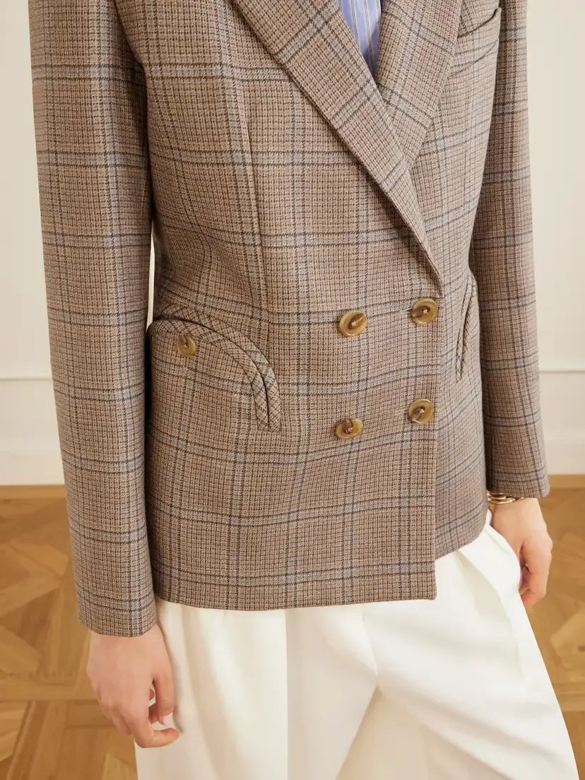 Blazé Milano Saona Charmer Double-breasted Checked Virgin Wool Blazer | Thumbnail 5 Blazé Milano Saona Charmer Double-breasted Checked Virgin Wool Blazer | Thumbnail 5