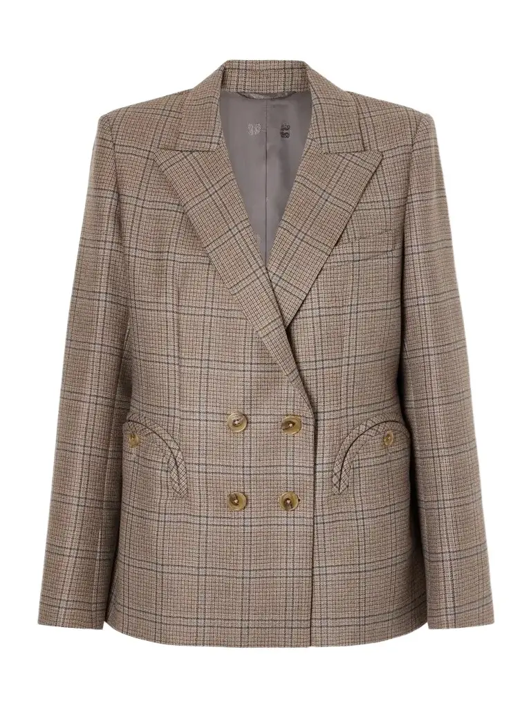 Blazé Milano Saona Charmer Double-breasted Checked Virgin Wool Blazer | Image 1 Blazé Milano Saona Charmer Double-breasted Checked Virgin Wool Blazer | Image 1