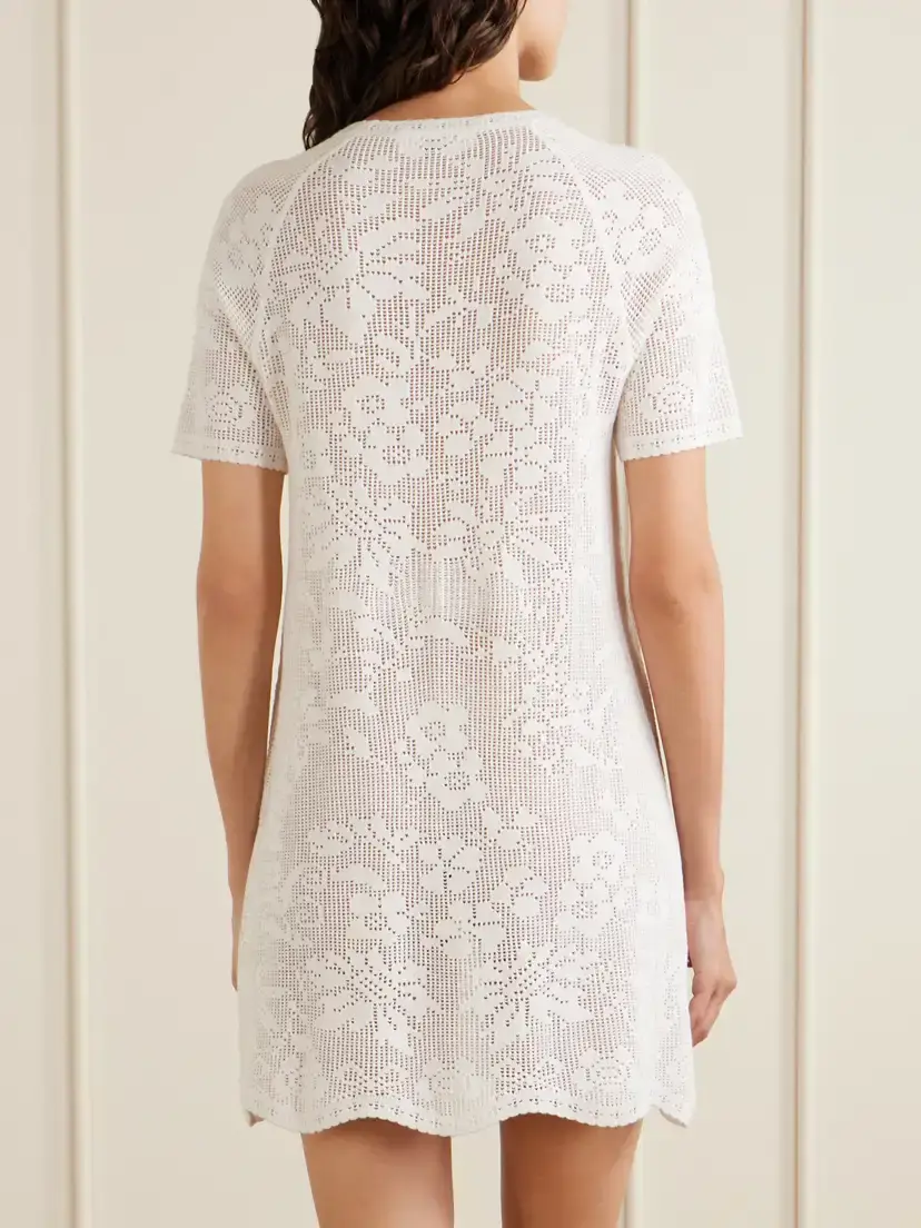 Chloé Crochet-knit Cotton Mini Dress | Thumbnail 3