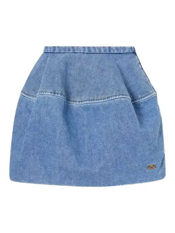 Paneled Denim Mini Skirt