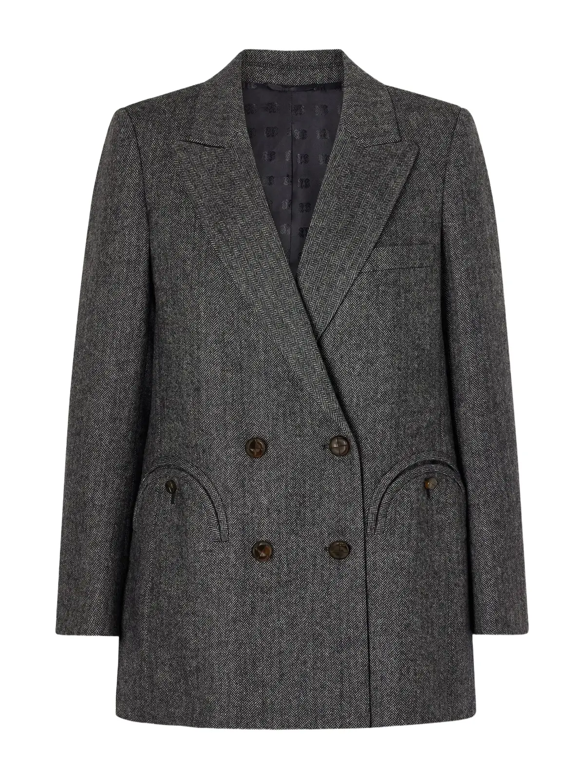 Everyday Double-breasted Herringbone Wool-blend Blazer Everyday Double-breasted Herringbone Wool-blend Blazer