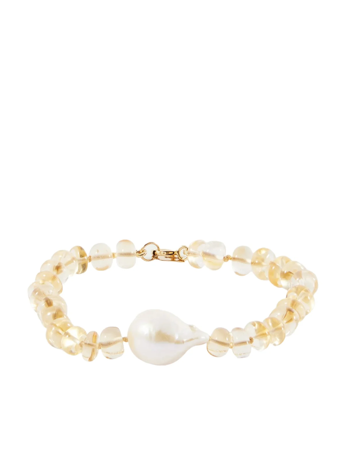 Loren Stewart Sunsalt Baroque 14-karat Gold, Citrine And Pearl Beaded Bracelet