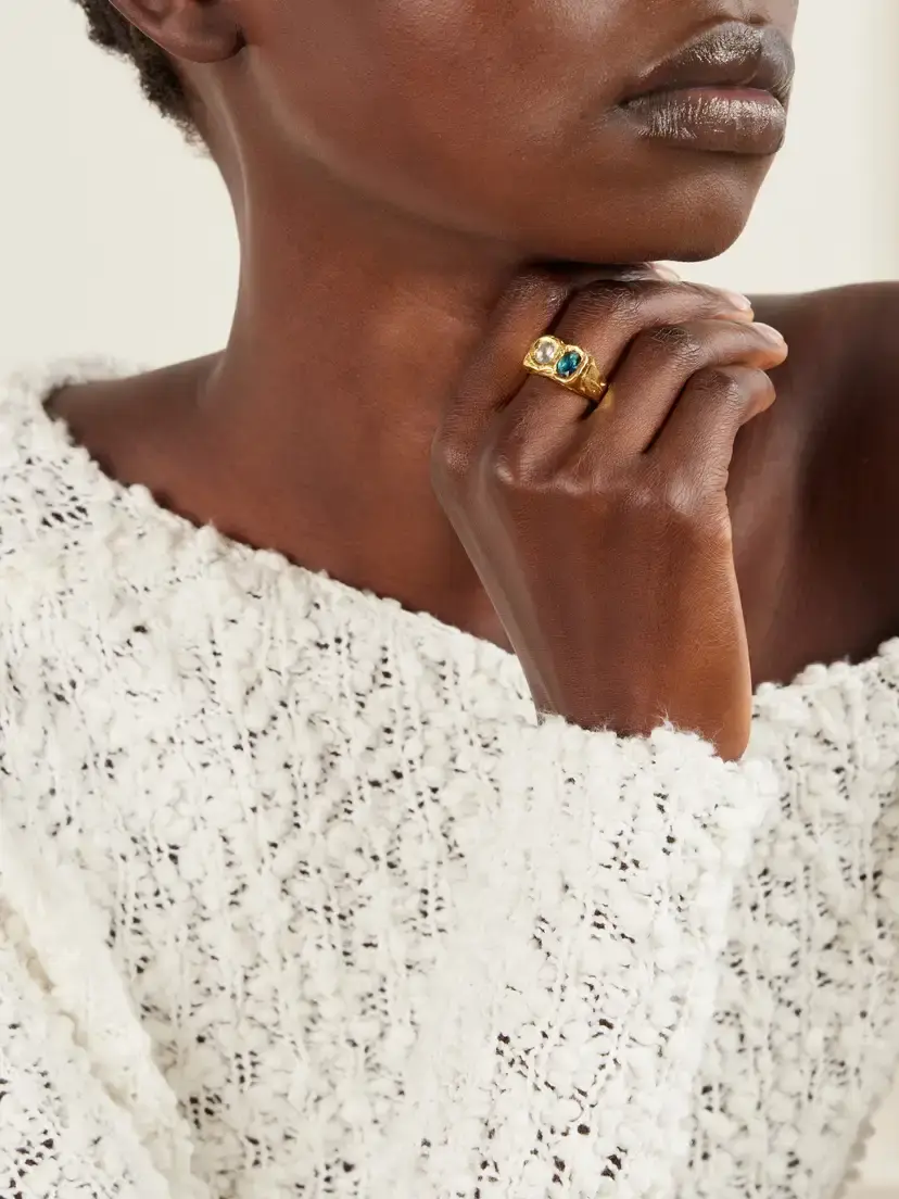 Simuero Buzo Gold-plated Sterling Silver Topaz And Cubic Zirconia Ring | Thumbnail 2 Simuero Buzo Gold-plated Sterling Silver Topaz And Cubic Zirconia Ring | Thumbnail 2