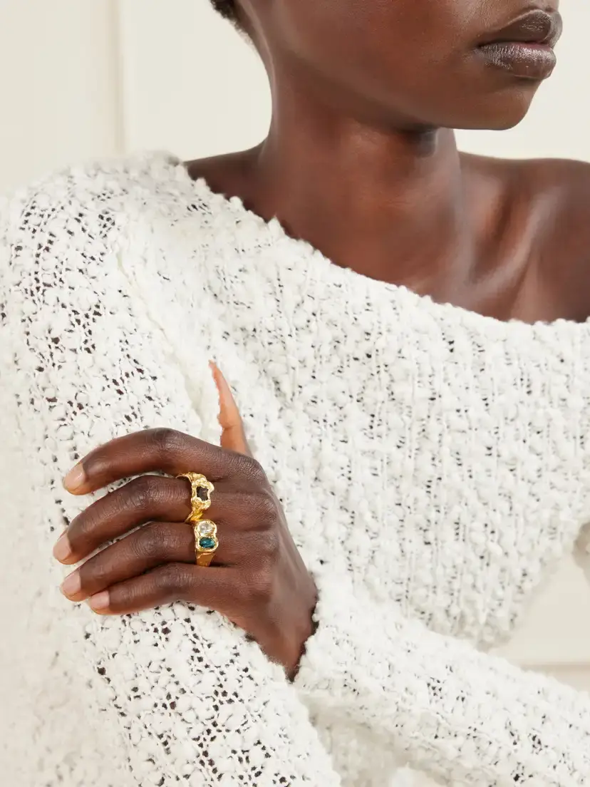 Simuero Buzo Gold-plated Sterling Silver Topaz And Cubic Zirconia Ring | Thumbnail 3 Simuero Buzo Gold-plated Sterling Silver Topaz And Cubic Zirconia Ring | Thumbnail 3