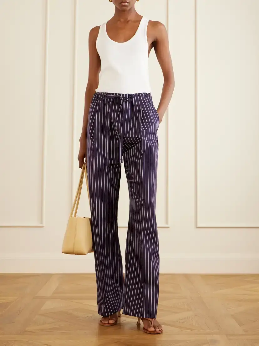 Another Tomorrow Striped Cotton-poplin Straight-leg Drawstring Pants | Thumbnail 2 Another Tomorrow Striped Cotton-poplin Straight-leg Drawstring Pants | Thumbnail 2