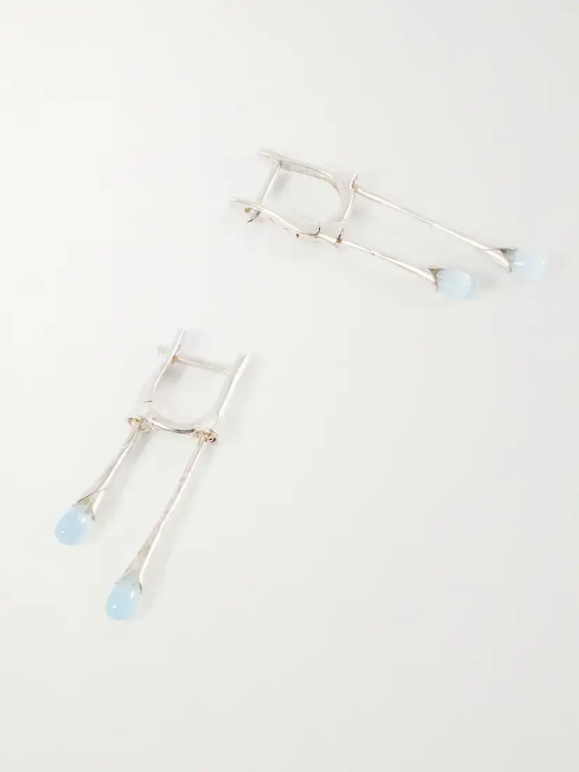 Loren Stewart Gocciola Sterling Silver And Chalcedony Hoop Earrings | Thumbnail 3 Loren Stewart Gocciola Sterling Silver And Chalcedony Hoop Earrings | Thumbnail 3