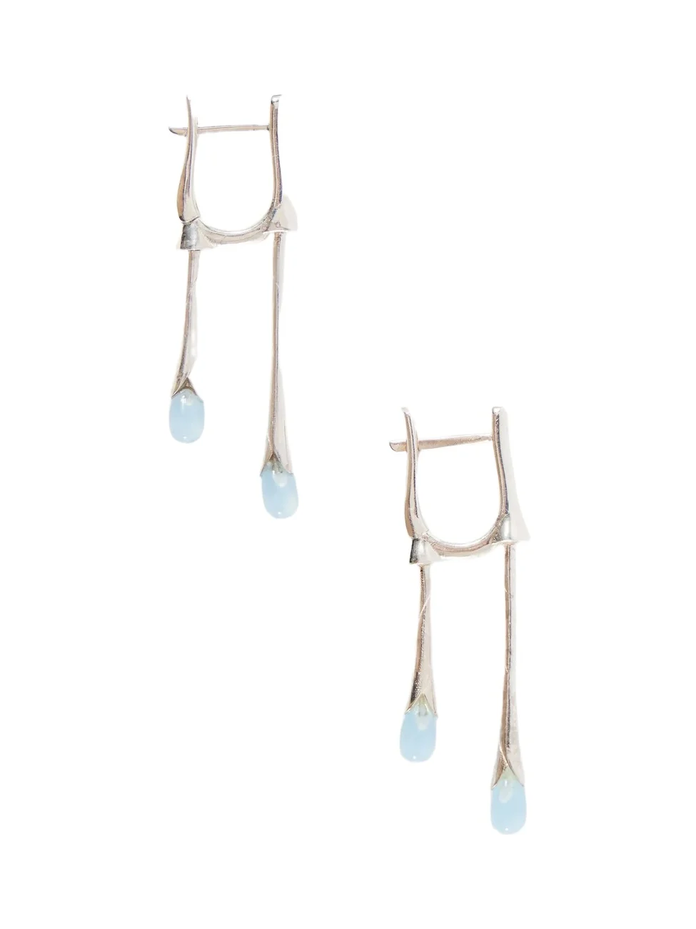 Loren Stewart Gocciola Sterling Silver And Chalcedony Hoop Earrings
