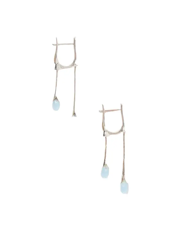 Loren Stewart Gocciola Sterling Silver And Chalcedony Hoop Earrings | Image 1 Loren Stewart Gocciola Sterling Silver And Chalcedony Hoop Earrings | Image 1