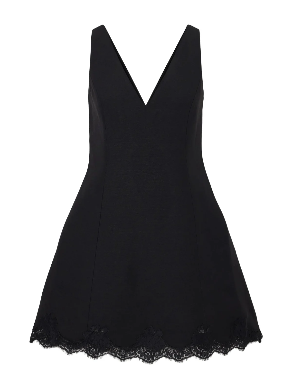 Lace-trimmed Wool And Silk-blend Crepe Mini Dress Lace-trimmed Wool And Silk-blend Crepe Mini Dress