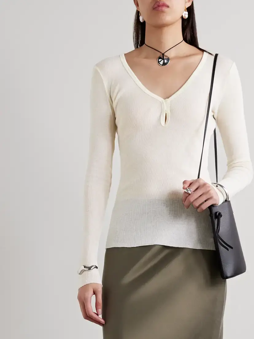 James Perse Ribbed Cotton And Cashmere-blend Top | Thumbnail 3 James Perse Ribbed Cotton And Cashmere-blend Top | Thumbnail 3
