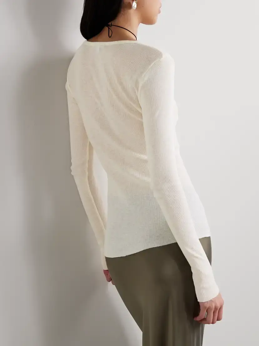 James Perse Ribbed Cotton And Cashmere-blend Top | Thumbnail 4 James Perse Ribbed Cotton And Cashmere-blend Top | Thumbnail 4