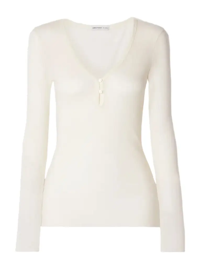 James Perse Ribbed Cotton And Cashmere-blend Top | Image 1 James Perse Ribbed Cotton And Cashmere-blend Top | Image 1