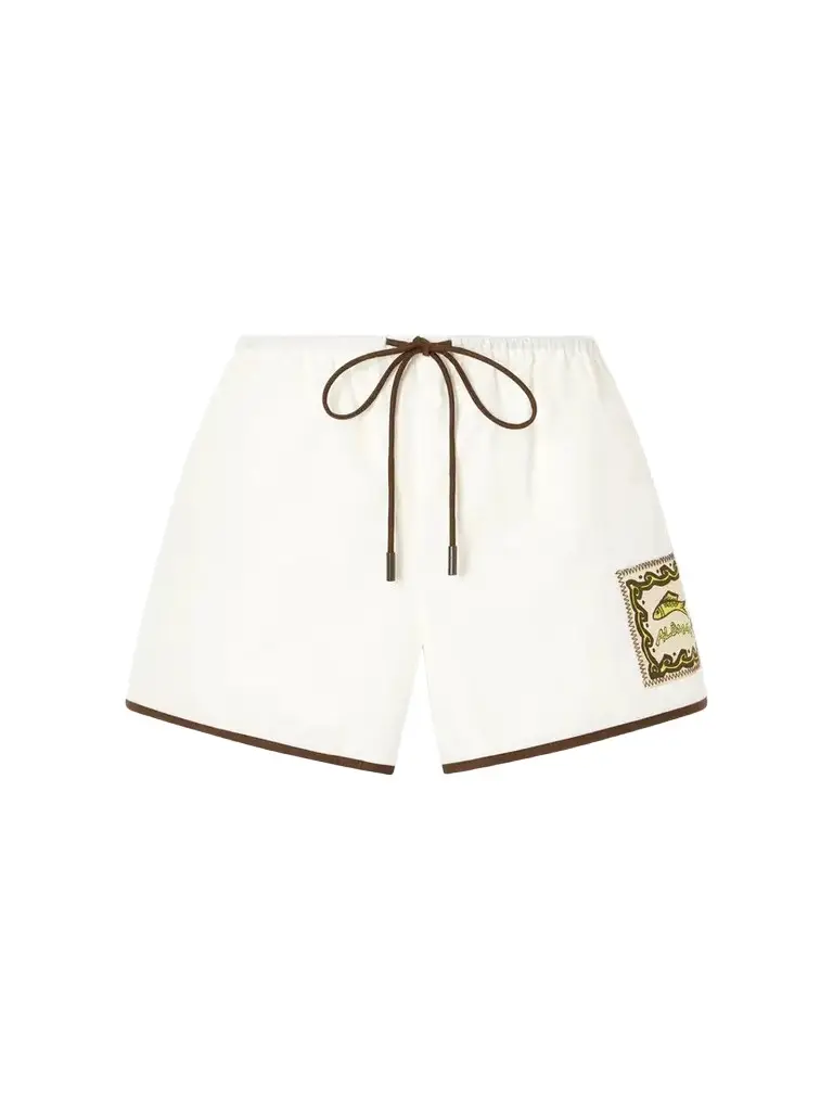 ALÉMAIS Scuba Embroidered Cotton-poplin Shorts | Image 1 ALÉMAIS Scuba Embroidered Cotton-poplin Shorts | Image 1