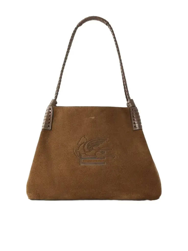 Etro Libra Logo-debossed Leather-trimmed Suede Tote | Image 1 Etro Libra Logo-debossed Leather-trimmed Suede Tote | Image 1
