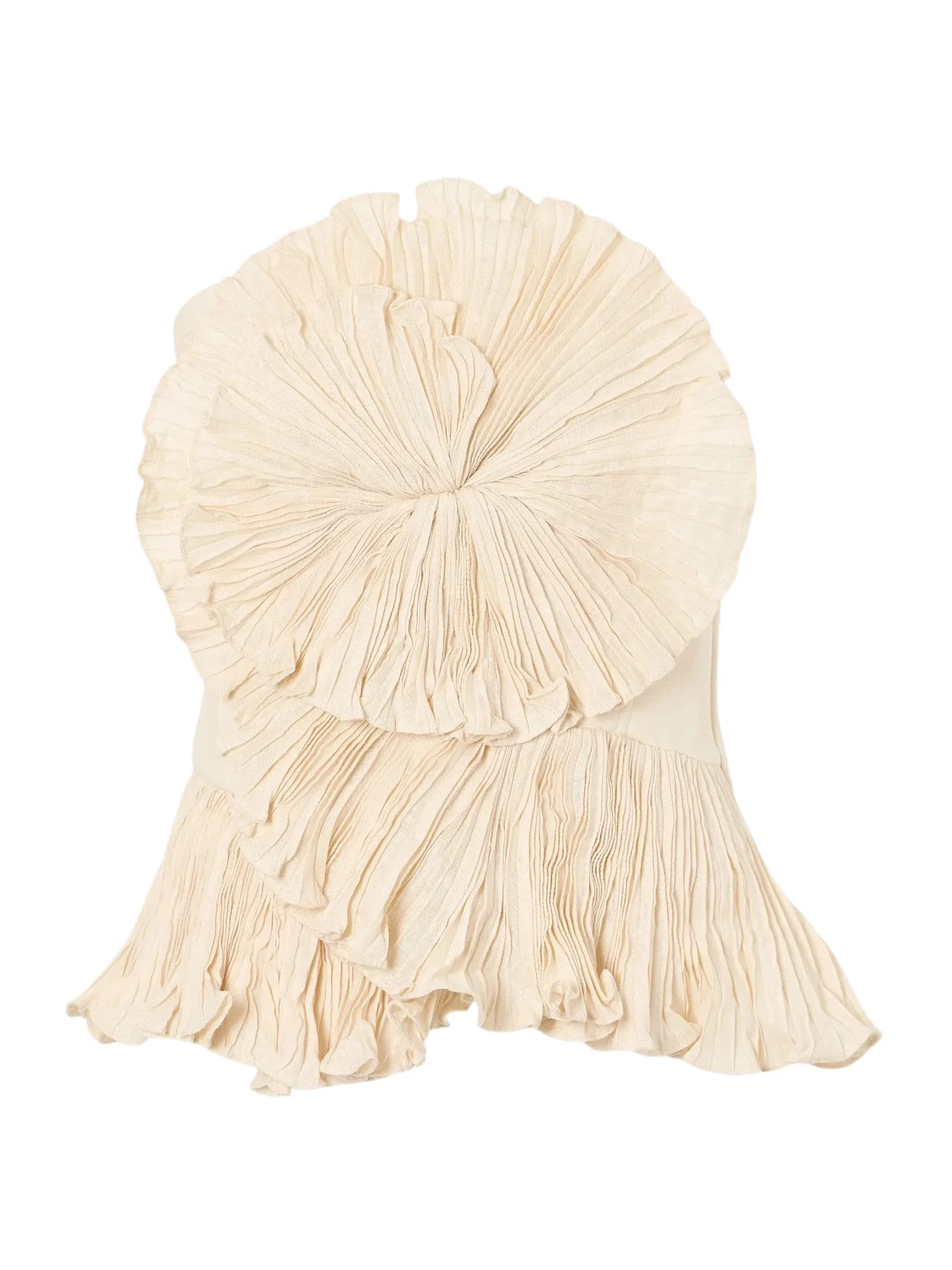 Imara Strapless Appliquéd Pleated Linen Top Imara Strapless Appliquéd Pleated Linen Top