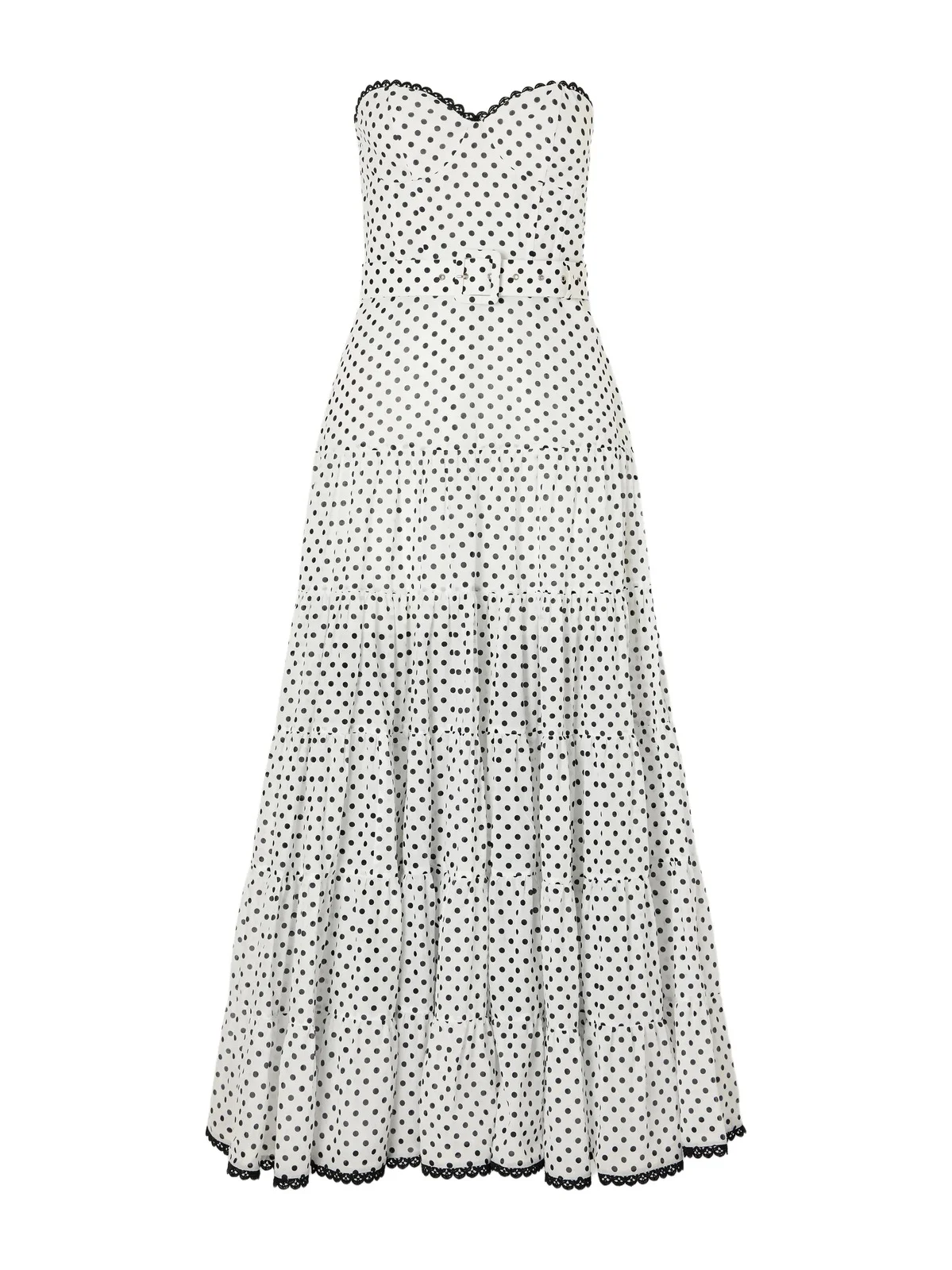 Jimena Belted Tiered Polka-dot Cotton-blend Voile Maxi Dress