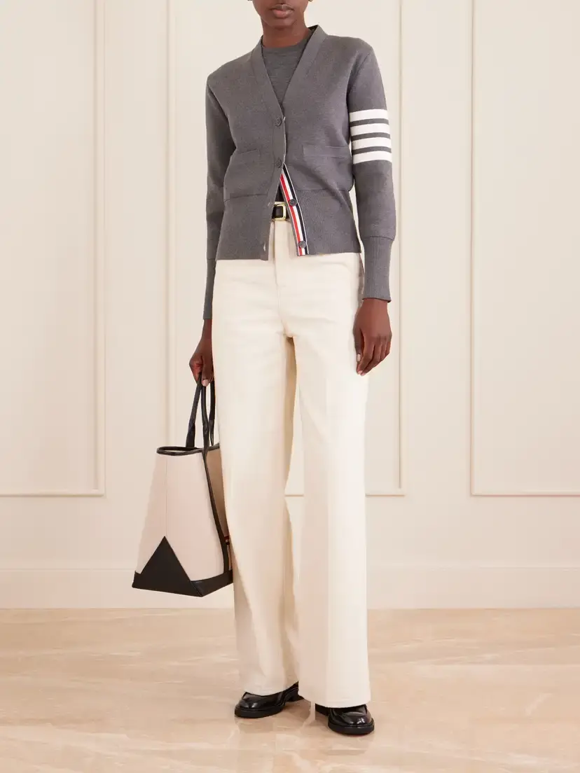 Thom Browne Grosgrain-trimmed Striped Cotton Cardigan | Thumbnail 2 Thom Browne Grosgrain-trimmed Striped Cotton Cardigan | Thumbnail 2