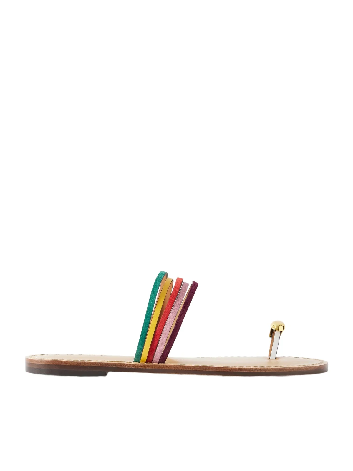 AMANU The Lusaka Embellished Leather-trimmed Suede Sandals