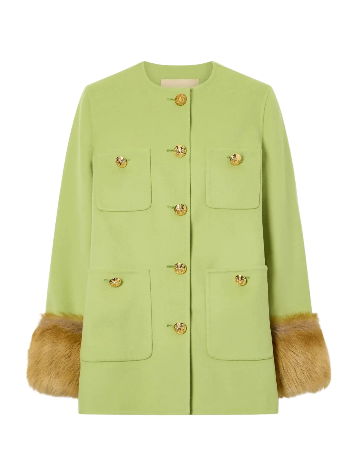 Valentino Garavani Shearling-trimmed Wool And Cashmere-blend Coat - Green