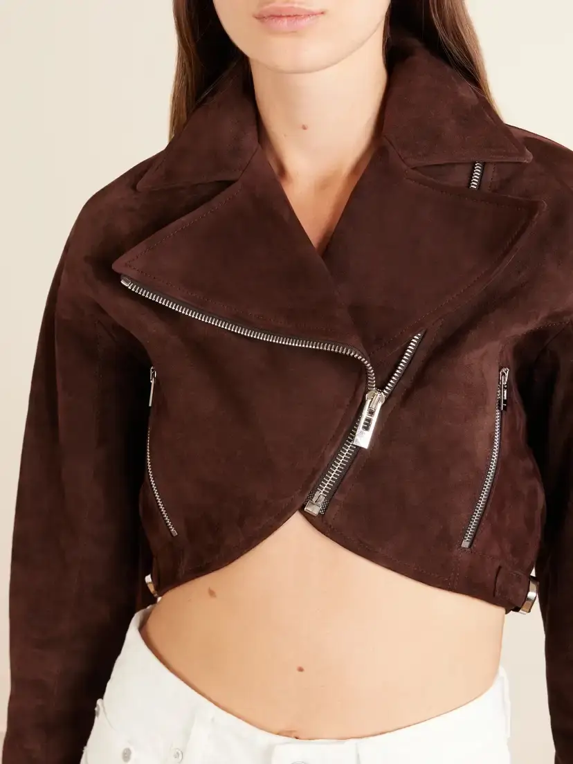 Alaïa Cropped Suede Biker Jacket | Thumbnail 4