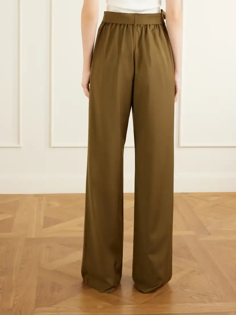 Max Mara Editto Belted Wool Grain De Poudre Wide-leg Pants | Thumbnail 3 Max Mara Editto Belted Wool Grain De Poudre Wide-leg Pants | Thumbnail 3