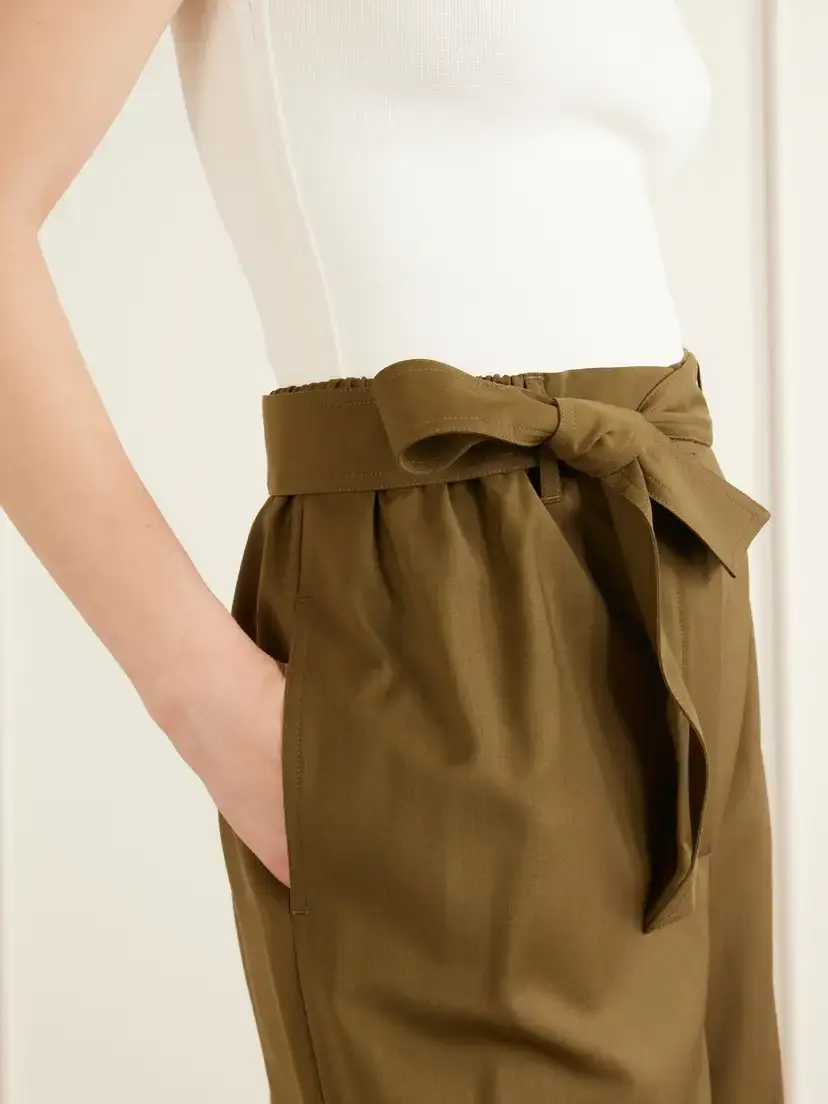 Max Mara Editto Belted Wool Grain De Poudre Wide-leg Pants | Thumbnail 4 Max Mara Editto Belted Wool Grain De Poudre Wide-leg Pants | Thumbnail 4