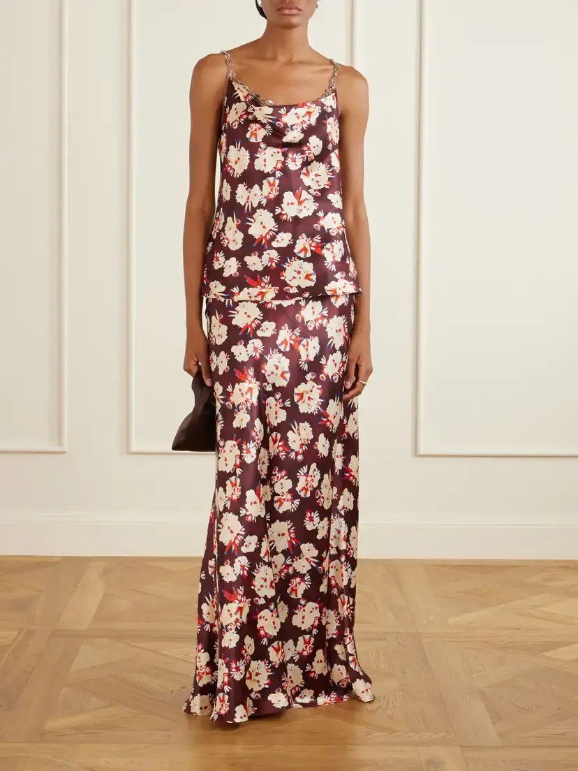 Rabanne Chainmail-embellished Floral-print Silk Tank | Thumbnail 2 Rabanne Chainmail-embellished Floral-print Silk Tank | Thumbnail 2