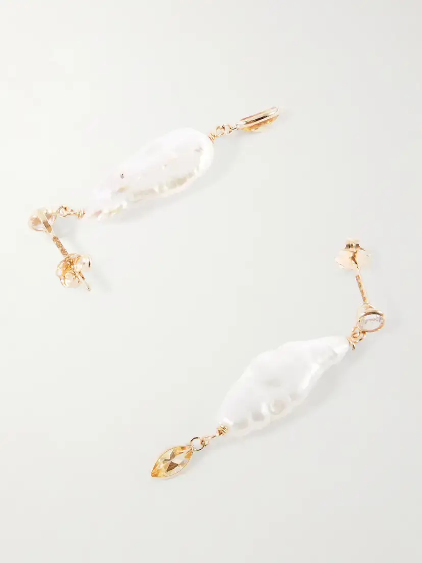 Loren Stewart Marisol 14-karat Gold, Citrine, Sapphire And Pearl Earrings | Thumbnail 3 Loren Stewart Marisol 14-karat Gold, Citrine, Sapphire And Pearl Earrings | Thumbnail 3