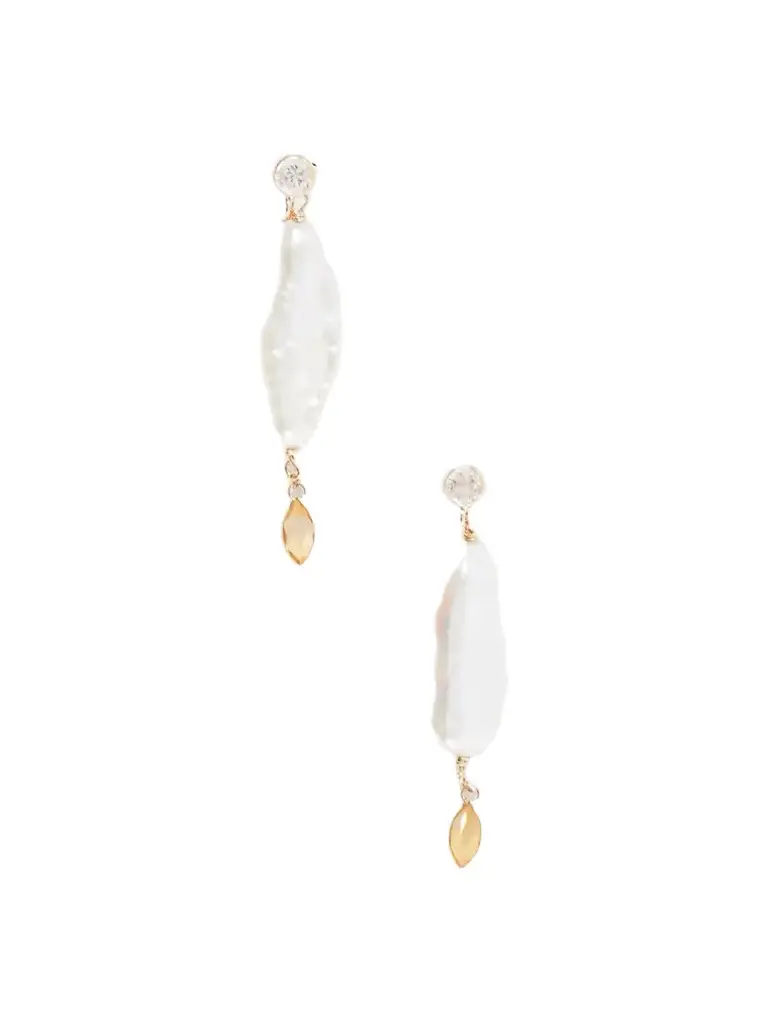 Loren Stewart Marisol 14-karat Gold, Citrine, Sapphire And Pearl Earrings | Image 1 Loren Stewart Marisol 14-karat Gold, Citrine, Sapphire And Pearl Earrings | Image 1