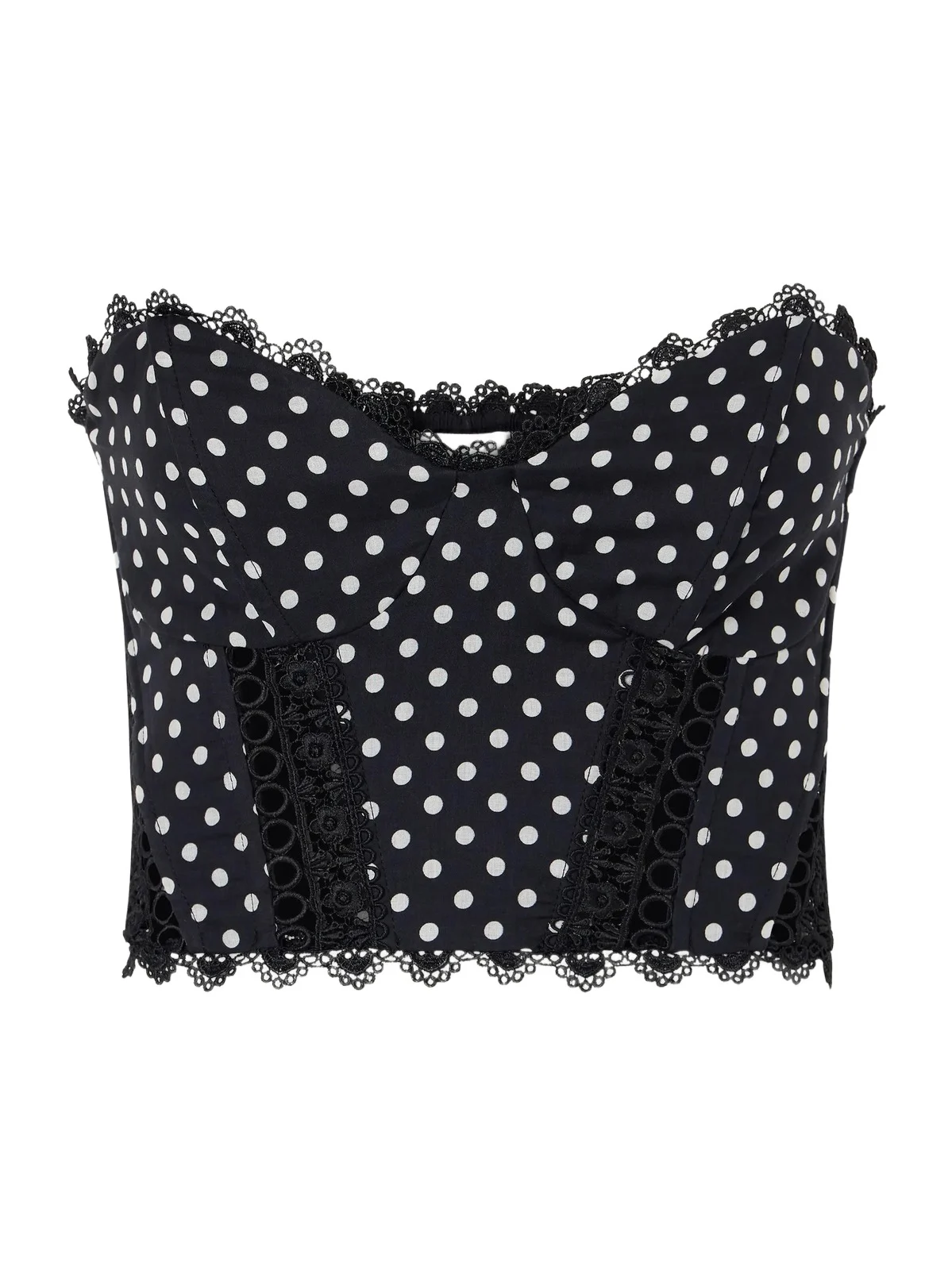 Charo Ruiz Fiare Cropped Embroidered Polka-dot Cotton-blend Top
