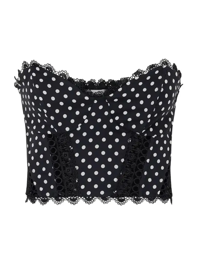 Charo Ruiz Fiare Cropped Embroidered Polka-dot Cotton-blend Top | Image 1 Charo Ruiz Fiare Cropped Embroidered Polka-dot Cotton-blend Top | Image 1