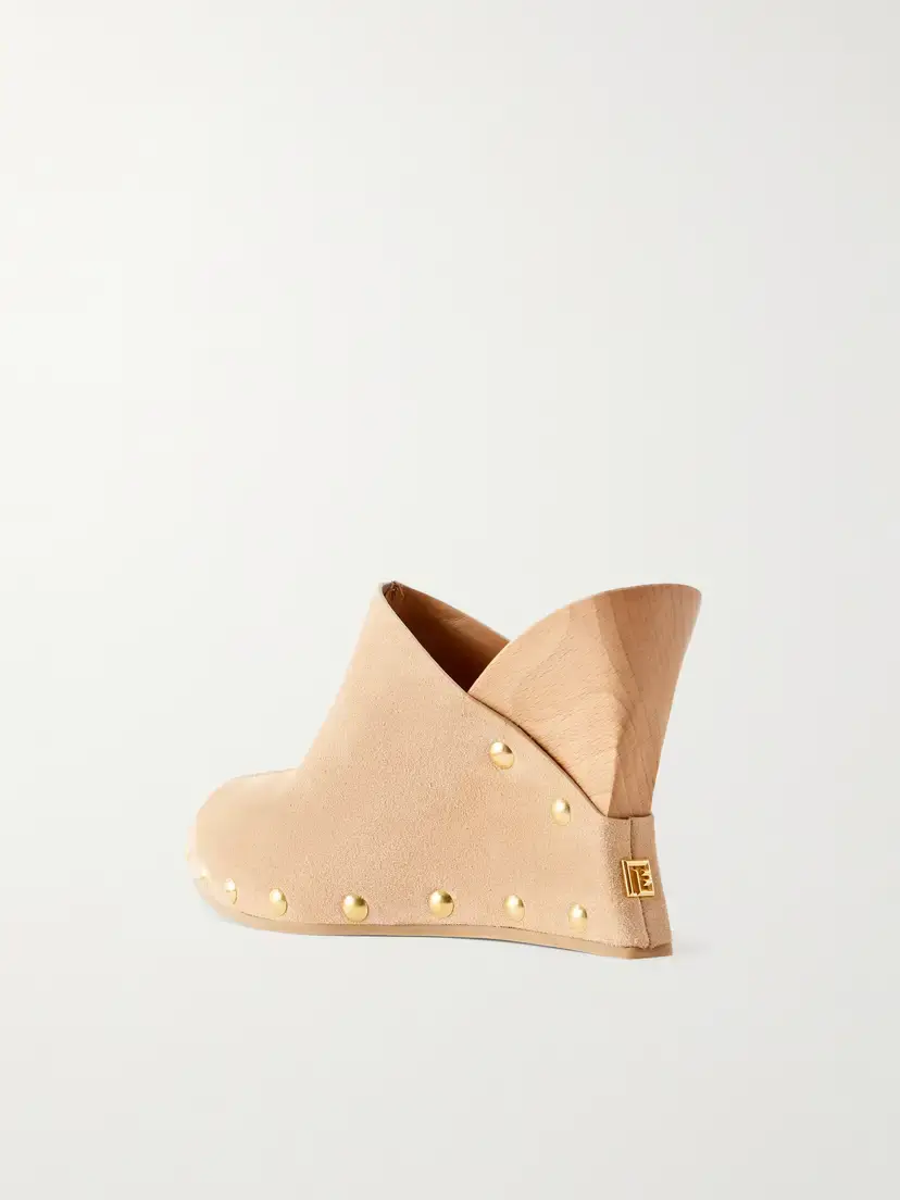 Balmain Suede Wedge Clogs | Thumbnail 3 Balmain Suede Wedge Clogs | Thumbnail 3