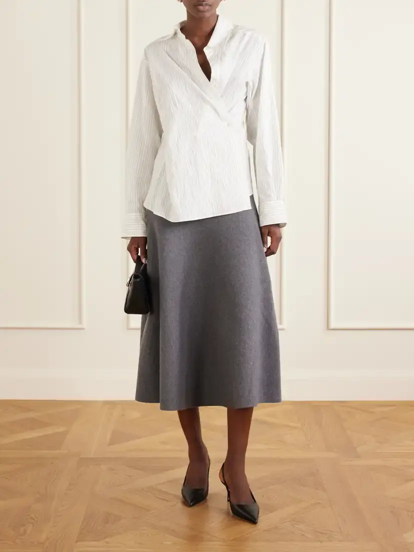 Brandon Maxwell The Miller Wool-felt Midi Skirt | Thumbnail 2 Brandon Maxwell The Miller Wool-felt Midi Skirt | Thumbnail 2