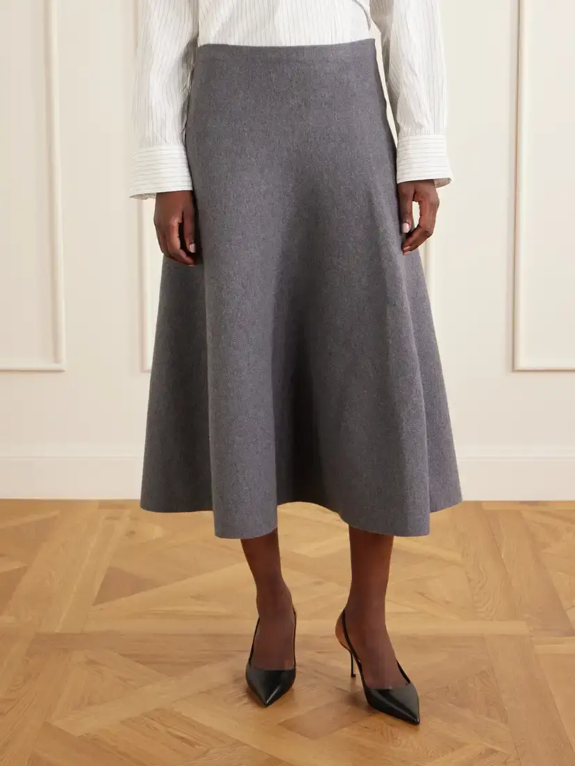 Brandon Maxwell The Miller Wool-felt Midi Skirt | Thumbnail 3 Brandon Maxwell The Miller Wool-felt Midi Skirt | Thumbnail 3