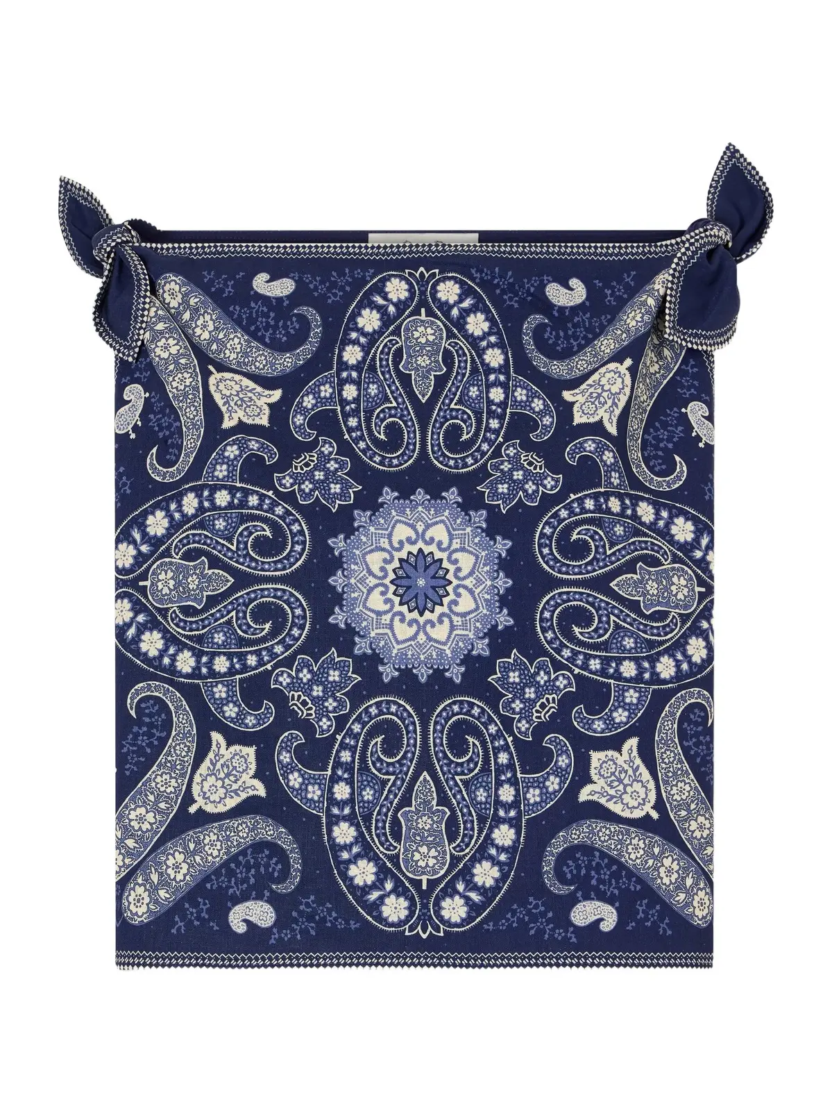 Emilina Knotted Printed Linen And Cotton-blend Tank - Blue