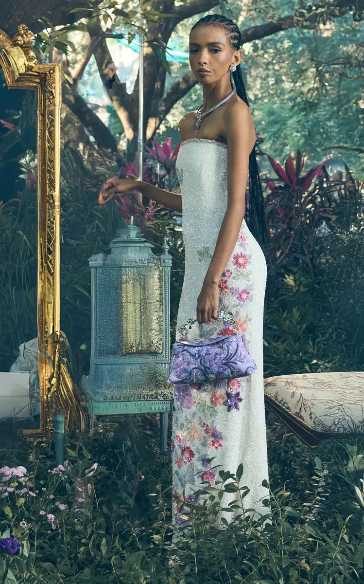 LA FUORI Bianca Moonlight Floral Embellished Tulle Midi Dress | Thumbnail 4 LA FUORI Bianca Moonlight Floral Embellished Tulle Midi Dress | Thumbnail 4