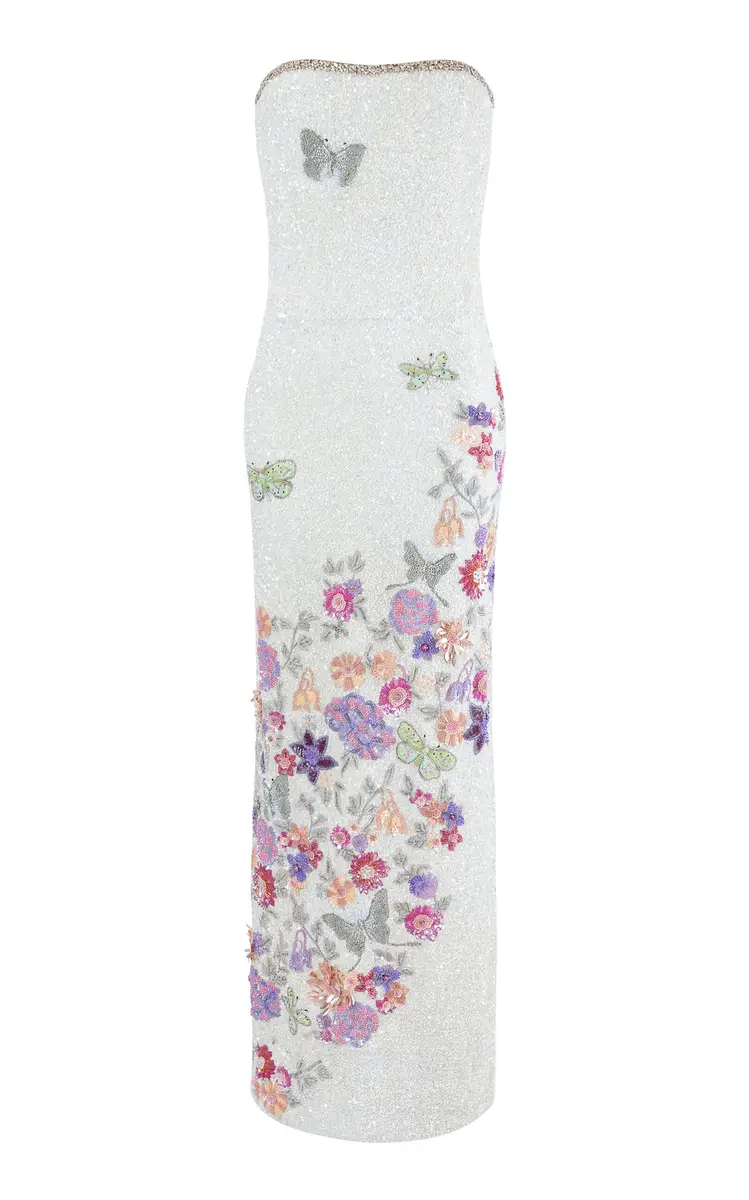 LA FUORI Bianca Moonlight Floral Embellished Tulle Midi Dress | Image 1 LA FUORI Bianca Moonlight Floral Embellished Tulle Midi Dress | Image 1