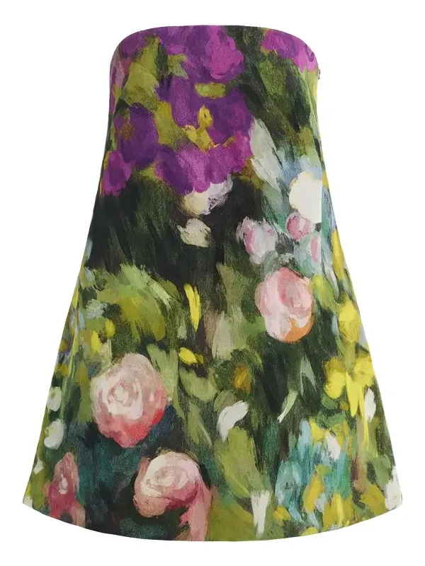Abstract Garden Twill Mini Dress