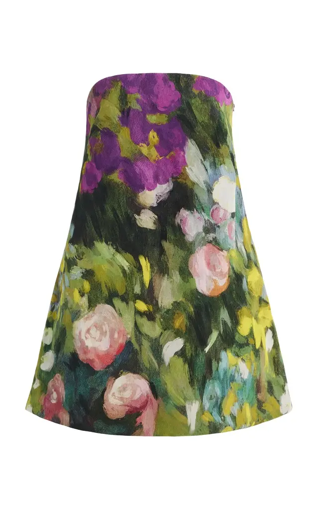 Oscar de la Renta Abstract Garden Twill Mini Dress