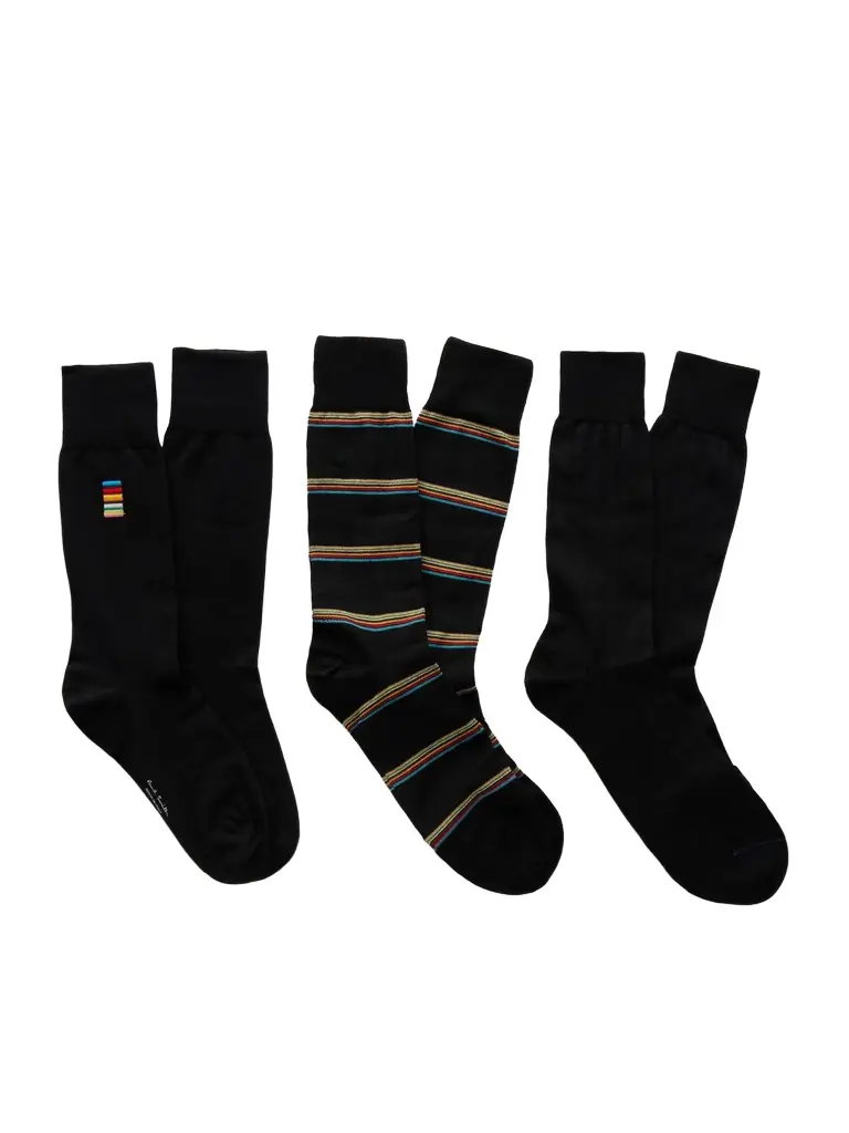 Paul Smith Pack of Three Striped Cotton-Blend Socks - Men | Image 1 Paul Smith Pack of Three Striped Cotton-Blend Socks - Men | Image 1