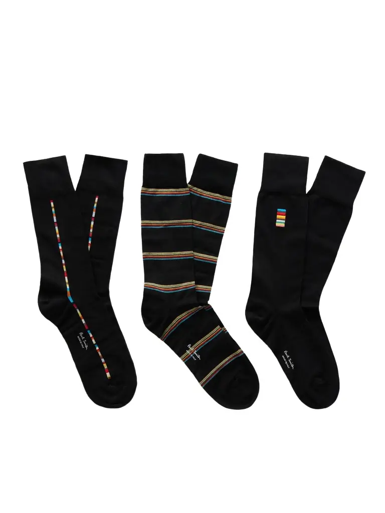 Paul Smith Pack of Three Striped Cotton-Blend Socks - Men | Image 1 Paul Smith Pack of Three Striped Cotton-Blend Socks - Men | Image 1