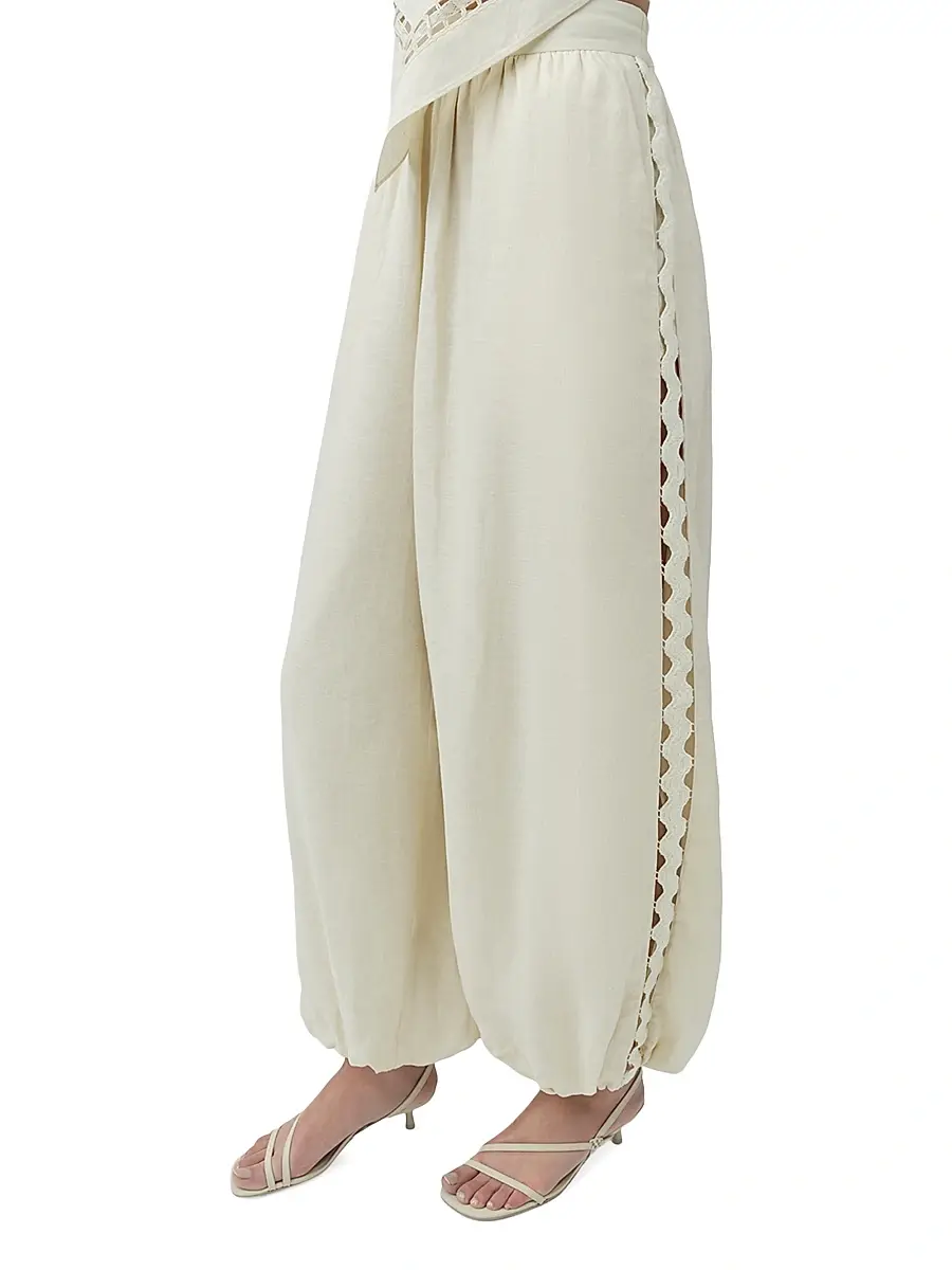 Simkhai Women's Selah Lace-Detail Linen-Blend Balloon Pants | Thumbnail 3 Simkhai Women's Selah Lace-Detail Linen-Blend Balloon Pants | Thumbnail 3