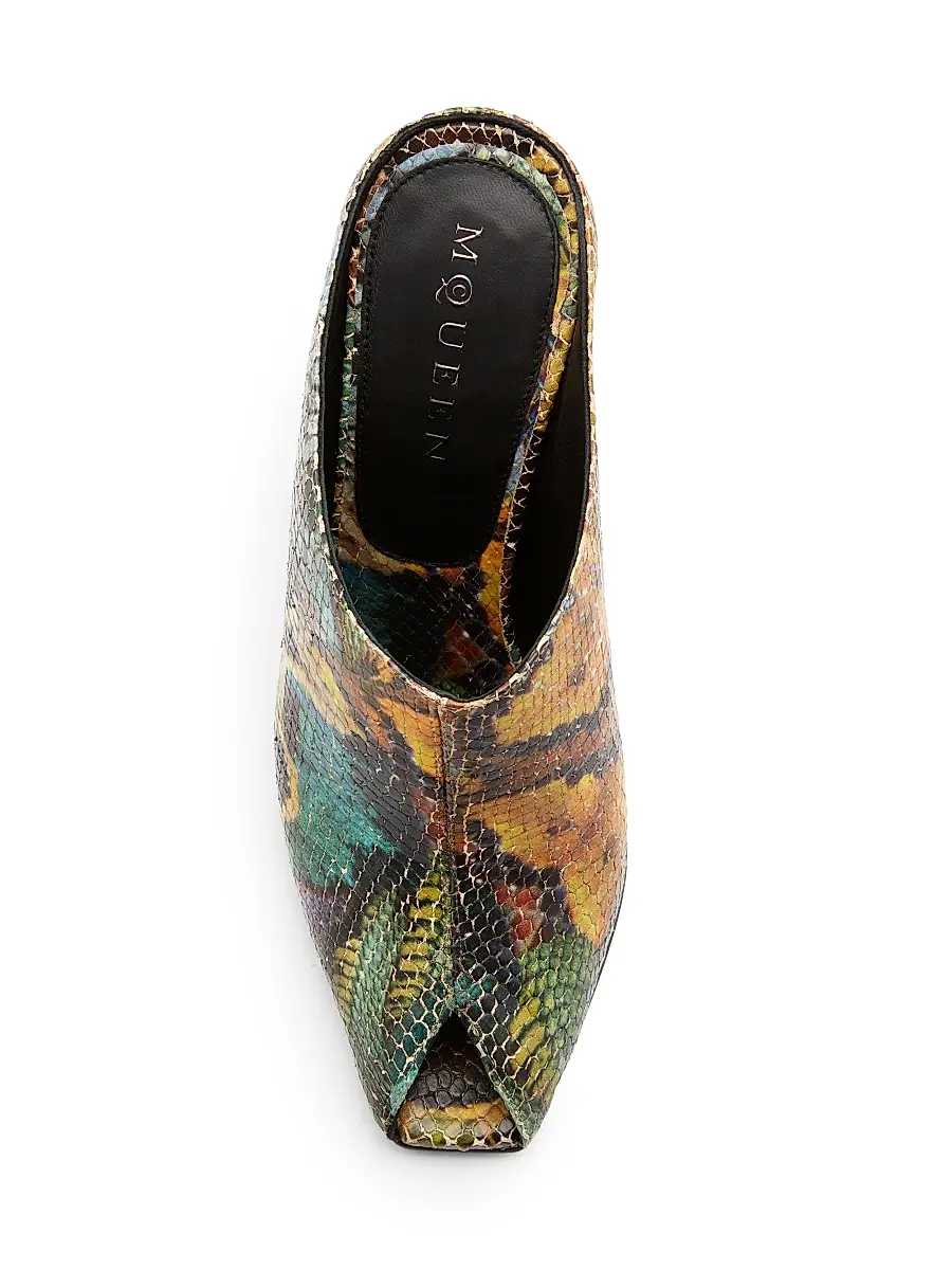 Alexander McQueen Women's Horn 105MM Embossed-Leather Peep Toe Mules | Thumbnail 5 Alexander McQueen Women's Horn 105MM Embossed-Leather Peep Toe Mules | Thumbnail 5
