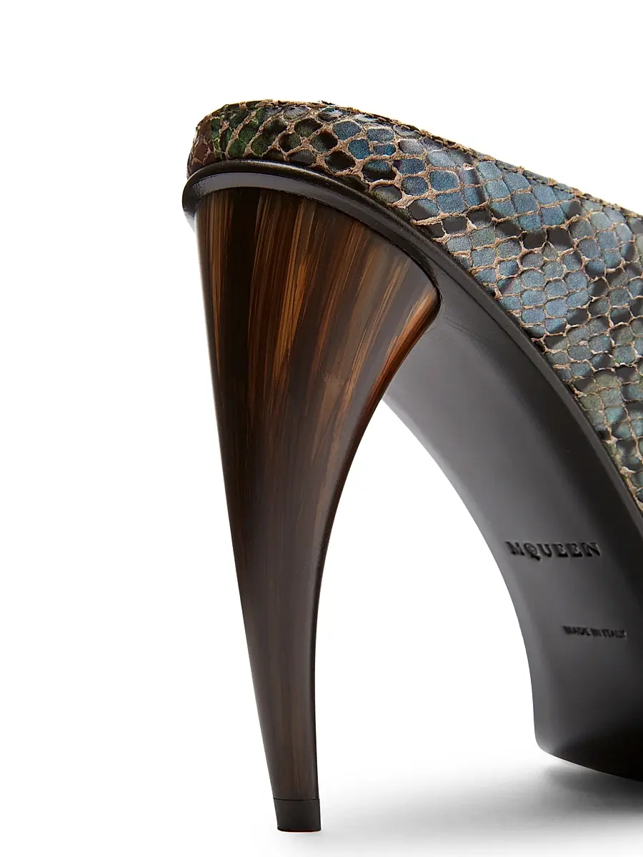 Alexander McQueen Women's Horn 105MM Embossed-Leather Peep Toe Mules | Thumbnail 6 Alexander McQueen Women's Horn 105MM Embossed-Leather Peep Toe Mules | Thumbnail 6