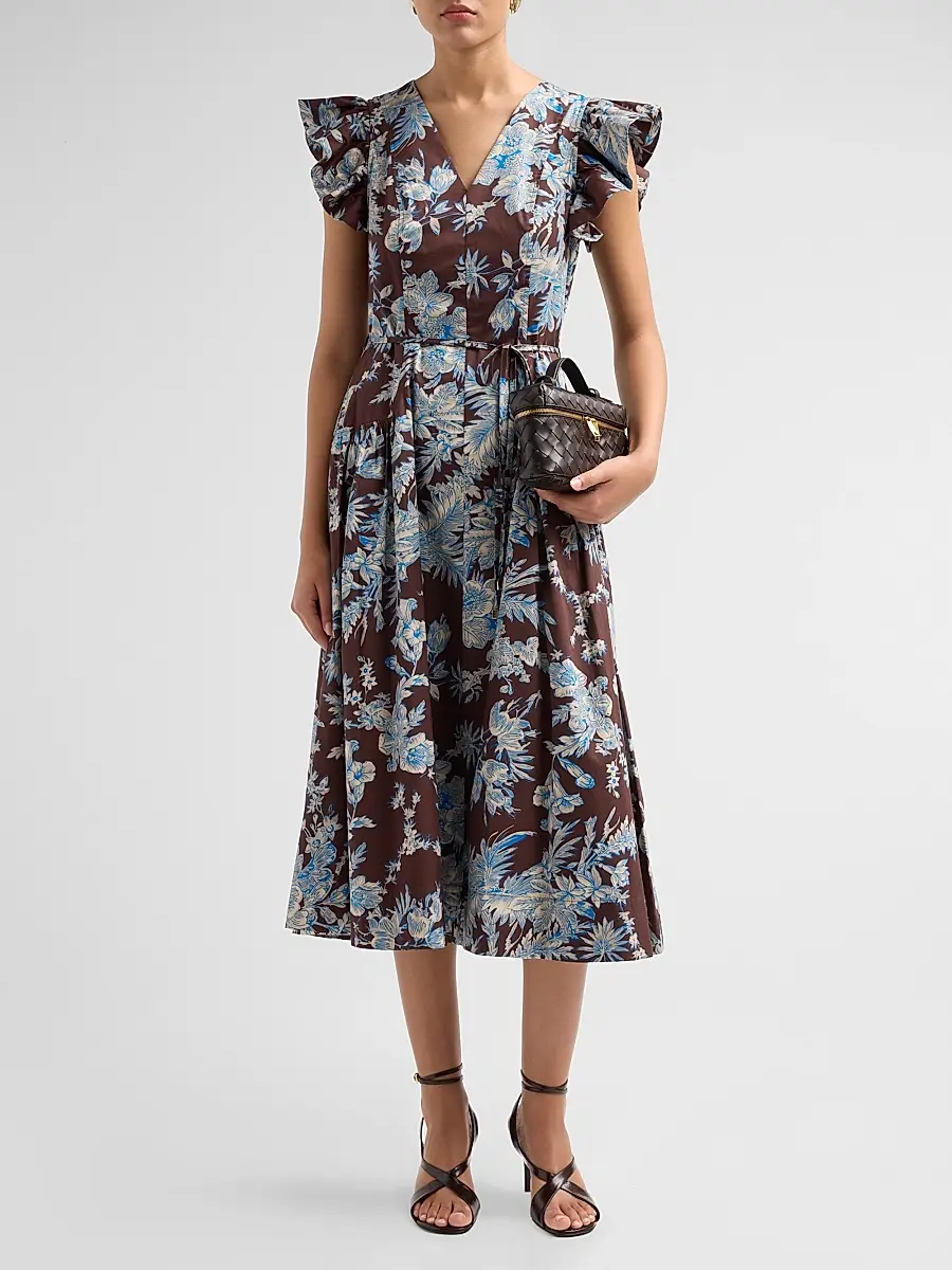 Elie Tahari Women's The Eloise Floral Cotton Midi Dress | Thumbnail 2 Elie Tahari Women's The Eloise Floral Cotton Midi Dress | Thumbnail 2