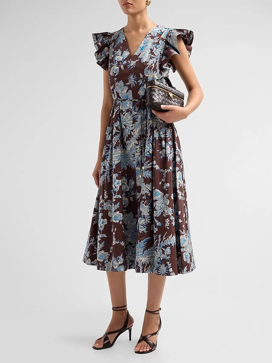 Elie Tahari Women's The Eloise Floral Cotton Midi Dress | Thumbnail 4 Elie Tahari Women's The Eloise Floral Cotton Midi Dress | Thumbnail 4