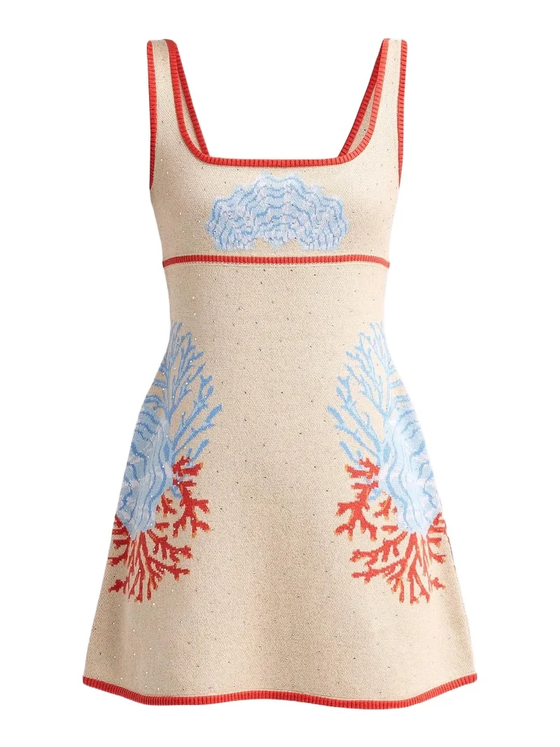 Women's Valcra Oceanic-Print Cotton-Blend Mini Dress Women's Valcra Oceanic-Print Cotton-Blend Mini Dress